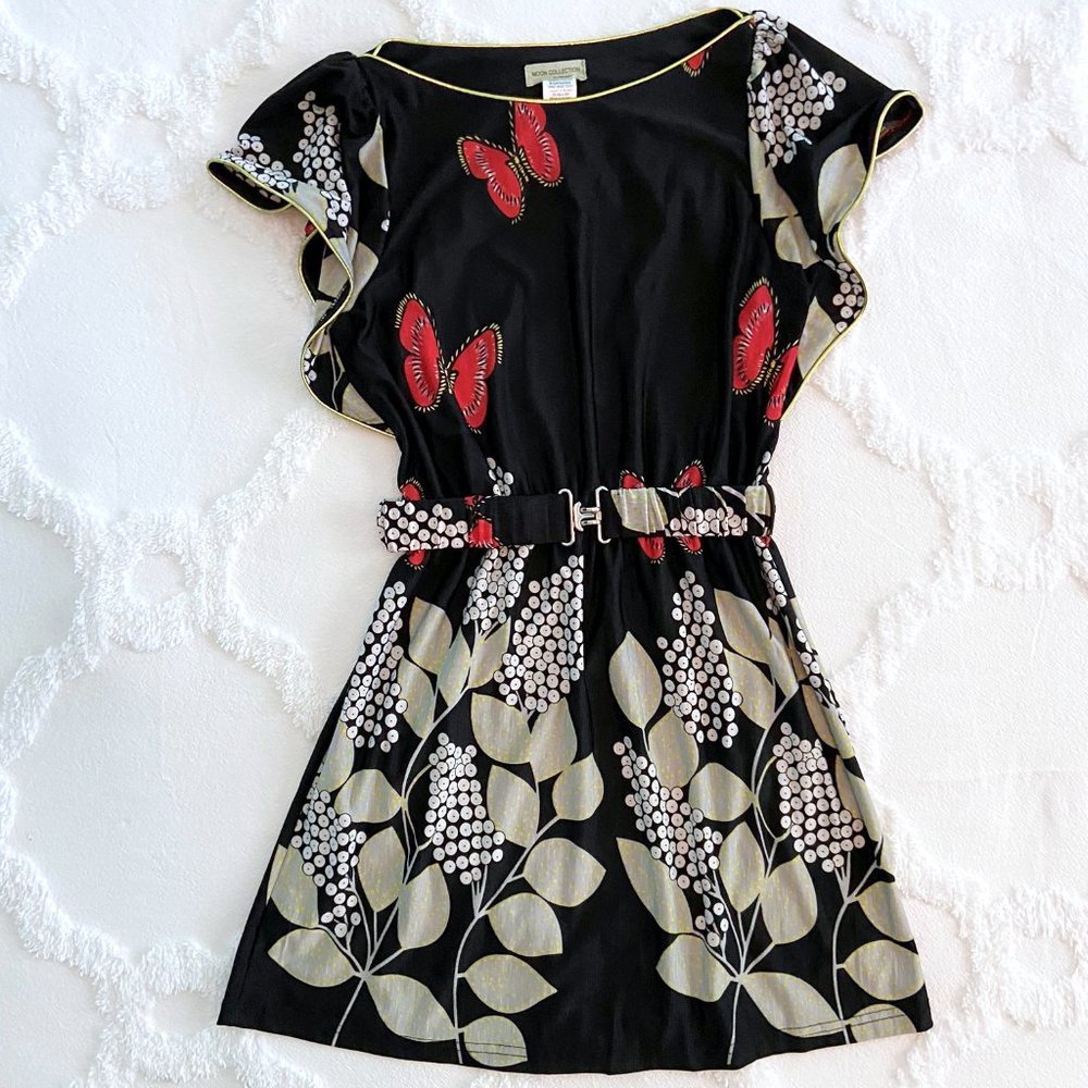 Moon Collection Butterfly and Leaf Print Dress